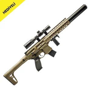 Sig Sauer MCX SCOPED CO2 YİVLİ YARI OTOMATİK HAVALI TÜFEK (PELLET) & 1-4x24 DÜRBÜN SET - TAN